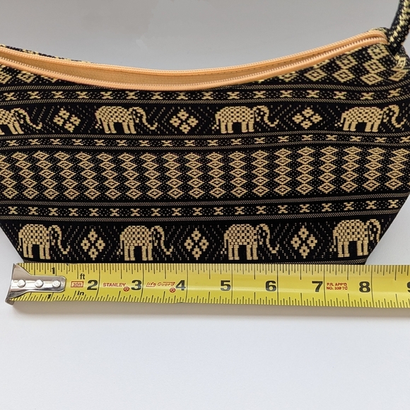 Elegant Black & Gold Elephant & Diamond Patternex Hard Shell Bag/Purse - Picture 4 of 11